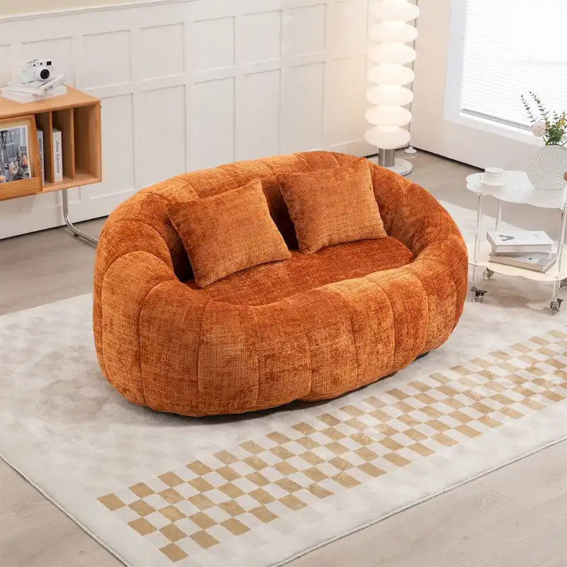 Sillón tipo puf de chenilla, sofá reclinable