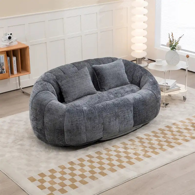 Sillón tipo puf de chenilla, sofá reclinable