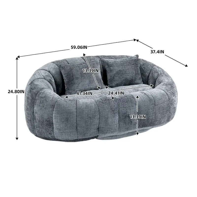 Sillón tipo puf de chenilla, sofá reclinable