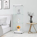 Vitrina de cristal con 3 estantes y una puerta, blanca, independiente, de instalación rápida