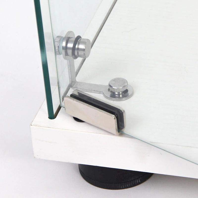 Vitrina de cristal con 3 estantes y una puerta, blanca, independiente, de instalación rápida