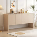 Buffet de style minimaliste, grande capacité de rangement de 60 L, avec 4 portes et mécanisme à ressort, pour le salon et l’entrée (crème abricot)