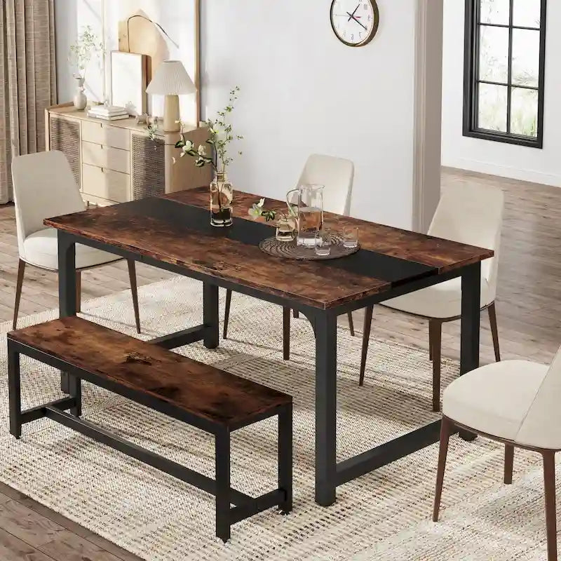 Mesa de comedor industrial de 63 pulgadas, mesa de cocina moderna - 63 L x 31.5 W x 29.13 H